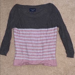 American eagle striped pink/grey sweater